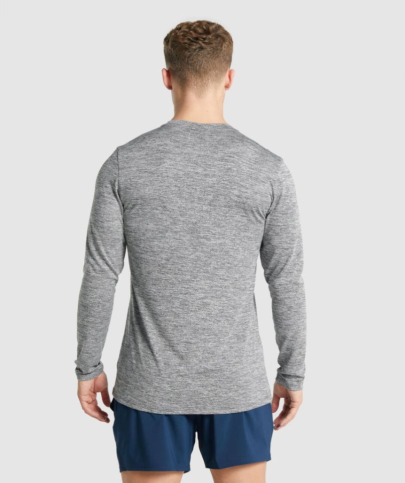 Koszulki Gymshark Arrival Marl Long Sleeve Męskie Szare | PL 853LVE